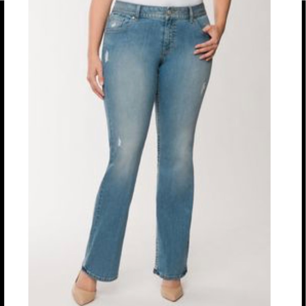Lane Bryant Distressed Genius Fit Bootcut Jeans